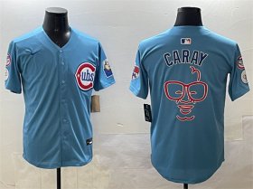 Men\'s Chicago Cubs Blue Harry Caray \'Holy Cow\' Patch 2024-25 2nd Alternate Limited Stitched Baseball Jersey Cheap