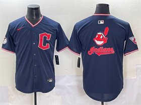 Men\'s Cleveland Guardians Team Big Logo Navy 2025 Alternate Limited Stitched Baseball Jersey
