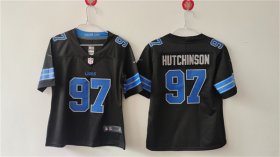 Cheap Women\'s Detroit Lions #97 Aidan Hutchinson Black Vapor Football Stitched Jersey(Run Smaller)