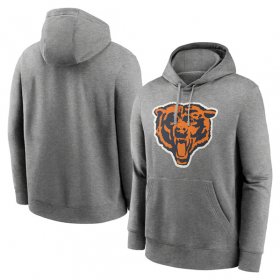 Cheap Men\'s Chicago Bears Heather Gray Primary Logo Long Sleeve Hoodie T-Shirt