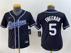 Cheap Youth Los Angeles Dodgers #5 Freddie Freeman Black Stitched Baseball Jersey