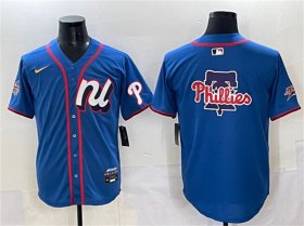 Cheap Men\'s National League Philadelphia Phillies Team Big Logo Blue 2025 All-Star Edition Limited Stitched Baseball Jersey