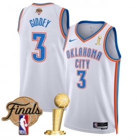 Men\'s Oklahoma City Thunder #3 Dillon Jones White 2025 Finals Patch And Finals Champions Patch Association Edition Stitched Basketball Jersey