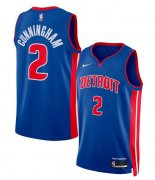 Cheap Men's Detroit Pistons #2 Cade Cunningham Blue 2024 Icon Edition Stitched Baseball Jersey