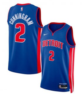 Cheap Men\'s Detroit Pistons #2 Cade Cunningham Blue 2024 Icon Edition Stitched Baseball Jersey