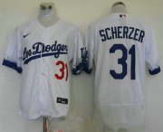 Wholesale Cheap men's los angeles dodgers #31 max scherzer white 2021 city connect flex base stitched jersey