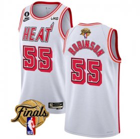 Wholesale Cheap Men\'s Miami Heat #55 Duncan Robinson White 2023 Finals Classic Edition With NO.6 Patch Stitched Basketball Jersey