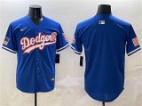 Cheap Men's Los Angeles Dodgers Blank Royal With American Flag Patch Limited Stitched Baseball Jersey