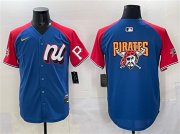 Men's National League Pittsburgh Pirates Team Big Logo Blue Red Alternate 2025 All-Star Edition Limited Stitched Baseball Jersey Cheap Wholesale