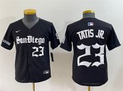 Cheap Youth San Diego Padres #23 Fernando Tatis Jr. Black Gothic Edition Vapor Limited Stitched Baseball Jersey