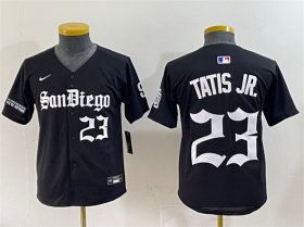 Cheap Youth San Diego Padres #23 Fernando Tatis Jr. Black Gothic Edition Vapor Limited Stitched Baseball Jersey