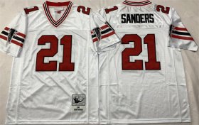 Men\'s Atlanta Falcons #21 Deion Sanders White Throwback Stitched Football Jersey