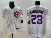 Men's Chicago Cubs #23 Ryne Sandberg White Pinstripe 'Ryne Sandberg Tribute' Vapor Limited V3 Stitched Baseball Jersey Cheap Wholesale