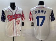 Cheap Men's Los Angeles Dodgers #17 Shohei Ohtani White Limited Stitched Baseball Jersey