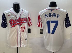 Cheap Men\'s Los Angeles Dodgers #17 Shohei Ohtani White Limited Stitched Baseball Jersey