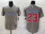 Cheap Men's Chicago Cubs #23 Ryne Sandberg Grey Limited Stitched Baseball Jersey