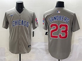 Cheap Men\'s Chicago Cubs #23 Ryne Sandberg Grey Limited Stitched Baseball Jersey