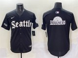 Cheap Men's Seattle Mariners Team Big Logo Black 'Deep Sea Gothic Edition' Vapor Premier Limited Stitched Baseball Jersey