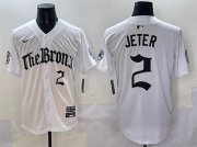 Men's New York Yankees #2 Derek Jeter White 'Gothic Legacy Edition' Vapor Premier Limited Stitched Baseball Jersey