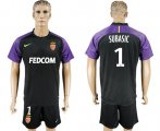 Wholesale Cheap Monaco #1 Subasic Black Goalkeeper Soccer Club Jersey