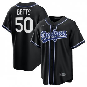 Men\'s Los Angeles Dodgers #50 Mookie Betts Black Lights Out Limited Stitched Baseball Jersey