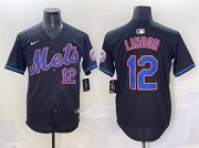 Cheap Men's New York Mets #12 Francisco Lindor Black Alternate Limited Stitched Baseball Jersey