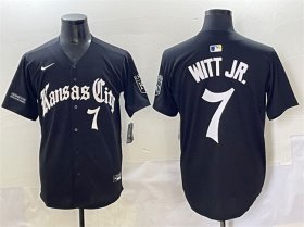 Men\'s Kansas City Royals #7 Bobby Witt Jr. Black \'Gothic Crown Edition\' Vapor Premier Limited Stitched Baseball Jersey