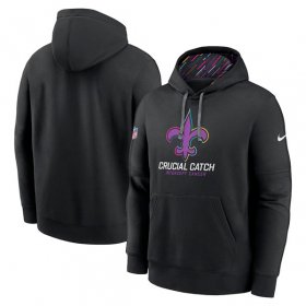 Men\'s New Orleans Saints Black 2024 Crucial Catch Club Pullover Hoodie