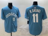 Men's Los Angeles Dodgers #11 Roki Sasaki Light Blue Limited Stitched Baseball Jersey Cheap