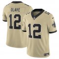 Cheap Men's New Orleans Saints #12 Chris Olave Gold 2025 F.U.S.E. Alternate Vapor Limited Football Stitched Jersey