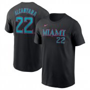 Cheap Men's Miami Marlins #22 Sandy Alcantara Black 2025 City Connect Name & Number T-Shirt