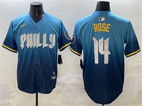 Men\'s Philadelphia Phillies #14 Pete Rose Blue 2024 City Connect Limited Stitched Jersey Cheap