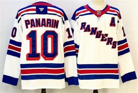 Men\'s New York Rangers #10 Artemi Panarin White With A Patch 2024-25 Away Stitched Jersey