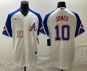 Cheap Men\'s Atlanta Braves #10 Chipper Jones Number White 2023 City Connect Cool Base Stitched Jerseys