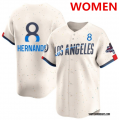 Women's Los Angeles Dodgers #8 Enrique Hernandez Cream 2024 World Series Champions Patch City Connect Limited Stitched Baseball Jersey Cheap Wholesale