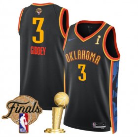 Men\'s Oklahoma City Thunder #3 Dillon Jones Black 2025 Finals Patch And Finals Champions Patch City Edition Stitched Basketball Jersey