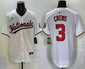 Men\'s Washington Nationals #3 Dylan Crews White Limited Stitched Jersey