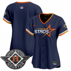 Women\'s Houston Astros Blank Navy 2025 City Connect Limited Stitched Baseball Jersey(Run Small) Cheap