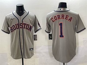 Men\'s Houston Astros #1 Carlos Correa Gray Cool Base Stitched Jersey