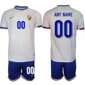 Cheap Men\'s France Custom White 2024-25 Away Soccer Jersey Suit