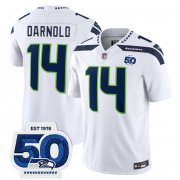 Men's Seattle Seahawks #14 Sam Darnold White 2025 F.U.S.E. 50th Anniversary Patch Vapor Limited Football Stitched Jersey Cheap Wholesale