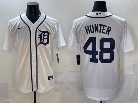 Men\'s Detroit Tigers #48 Brant Hurter White Cool Base Stitched Baseball Jersey