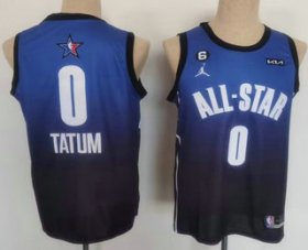 Cheap Men\'s Boston Celtics #0 Jayson Tatum Navy Blue 2022 All Star 6 Patch Icon Sponsor Swingman Jersey