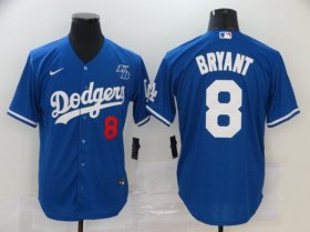 Youth Los Angeles Dodgers #8 Kobe Bryant Blue With KB Patch Cool Base Stitched Baseball Jersey Cheap Wholesale