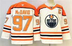 Men\'s Edmonton Oilers #97 Connor McDavid White Orange 2024-25 With C Patch Heritage Classic Primegreen Stitched Jersey Cheap