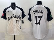 Cheap Men's Los Angeles Dodgers #17 Shohei Ohtani White Black Mexico 2025 LA Gothic Style With Fernando Patch Vapor Premier Limited Stitched Baseball Jersey