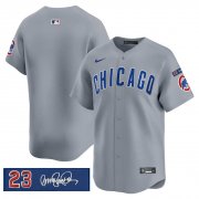 Men's Chicago Cubs Blank Gray 'Ryne Sandberg Tribute' Vapor Limited V3 Stitched Baseball Jersey Cheap Wholesale