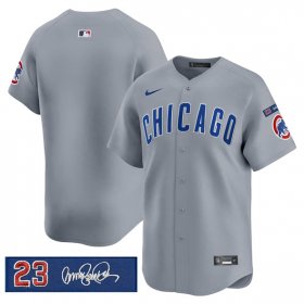 Men\'s Chicago Cubs Blank Gray \'Ryne Sandberg Tribute\' Vapor Limited V3 Stitched Baseball Jersey Cheap Wholesale