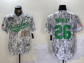 Cheap Men\'s Philadelphia Eagles #26 Saquon Barkley Arctic Camo 2024 Salute to Service Stitched Baseball Jerseys