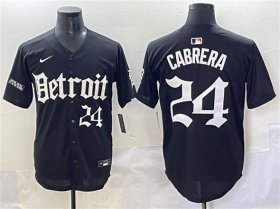 Cheap Men\'s Detroit Tigers #24 Miguel Cabrera Black\'Motor Gothic Edition\' Vapor Premier Limited Stitched Baseball Jersey
